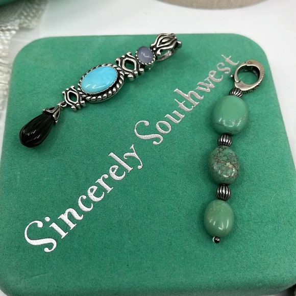 Set of Two 💙 Sincerely Southwest Sterling Silver Turquoise Pendants - Picture 3 of 16